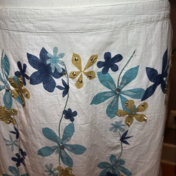 JH Collectibles Size 6 Women's Beaded Floral Ruffled Cotton Skirt Drawstring Zip - Picture 6 of 11